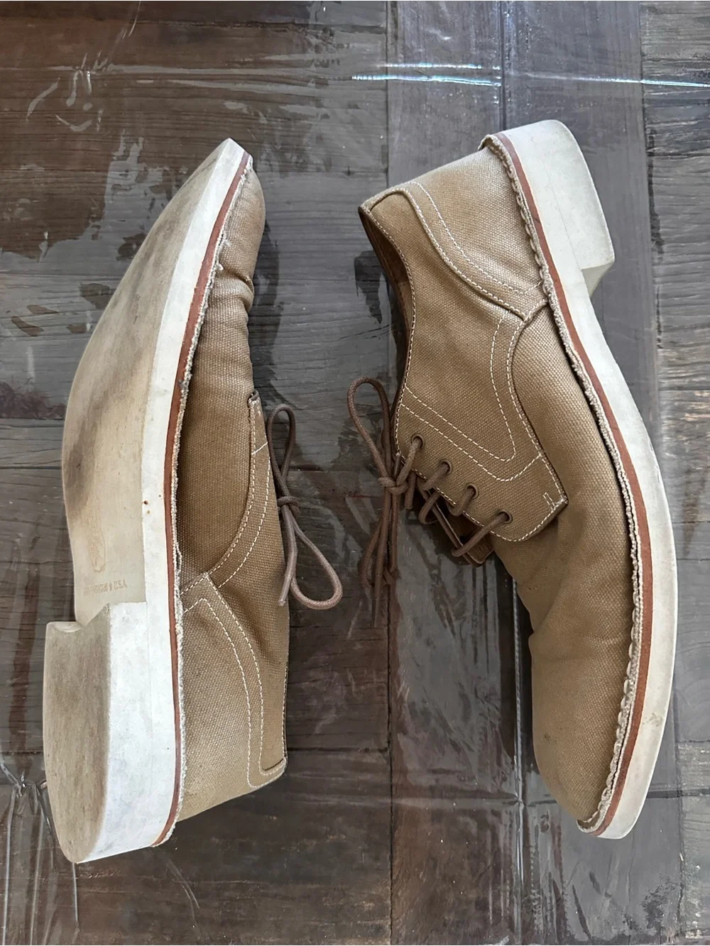 John Varvatos Men’s Tan Canvas Derby Shoes